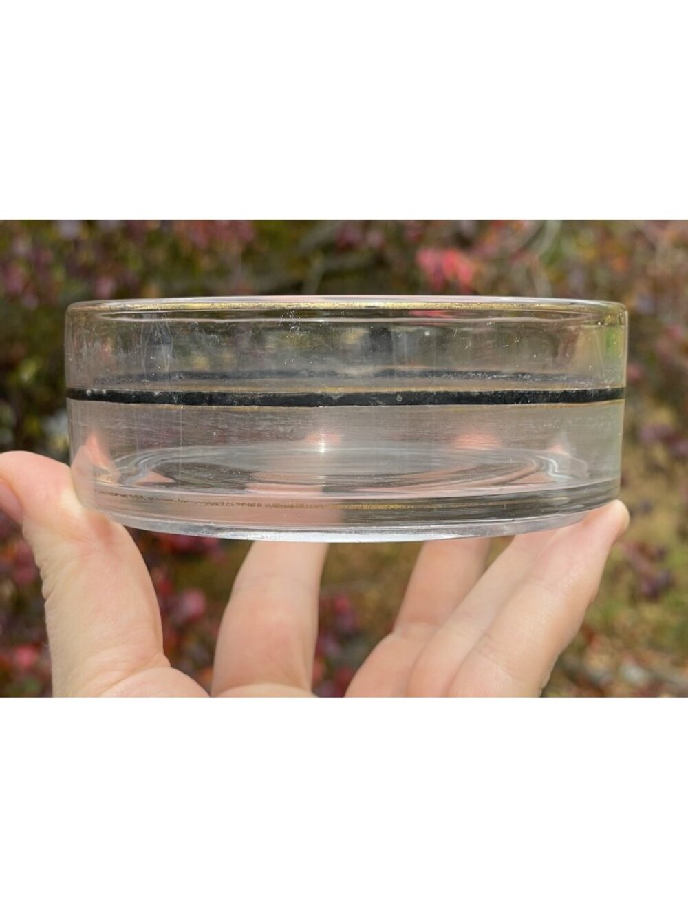 Antique Art Deco Clear Glass Vanity Dish Bathroom Storage Bowl 1920s Gilt